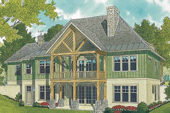 Craftsman style house design, rear elevation