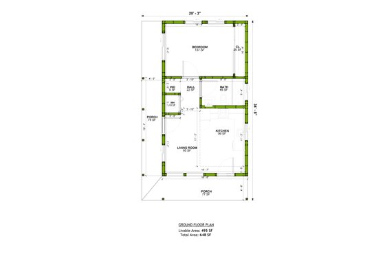 Floor Plan - Main Floor for Traditional House Plan #1106-124 - 1 bed, 1 bath