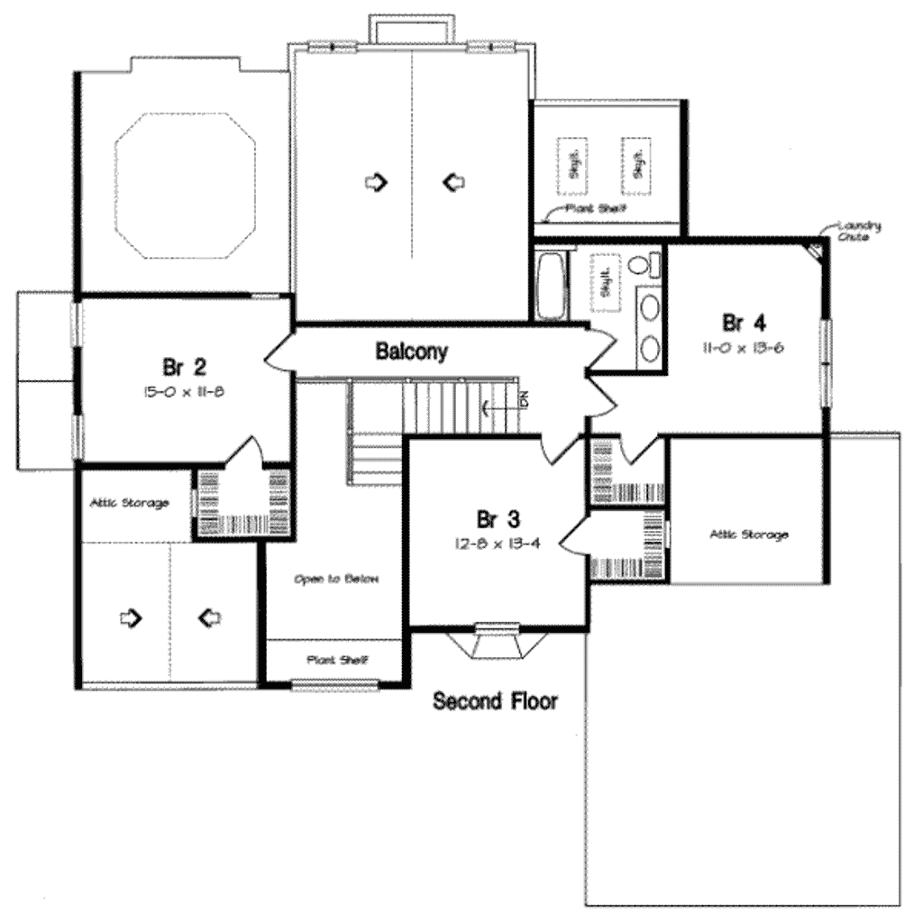 Floor Plan - Upper Floor for Traditional House Plan #312-469 - 5 bed, 2.5 bath