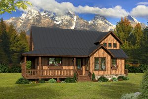 Cabin Exterior - Front Elevation Plan #932-49