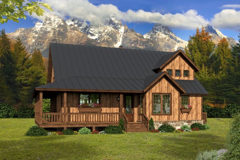 Architectural House Design - Cabin Exterior - Front Elevation Plan #932-49