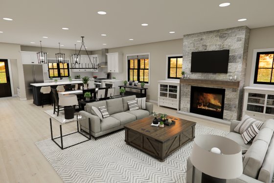 Interior - Family Room 1 for Bungalow House Plan #51-1387 - 3 bed, 2.5 bath