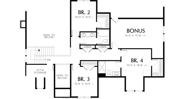 Home Plan - Upper level floor plan - 2800 square foot Craftsman home