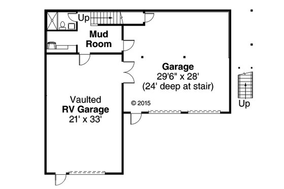 Floor Plan - Main Floor for Craftsman House Plan #124-964, 1 bath