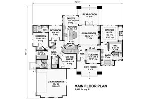 Floor Plan - Main Floor for Cottage House Plan #51-568 - 4 bed, 3 bath