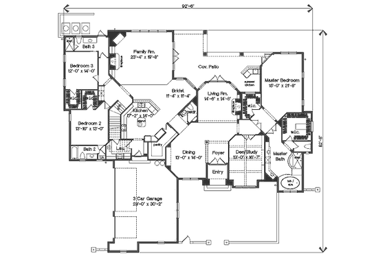Floor Plan - Main Floor for European House Plan #135-164 - 4 bed, 4 bath
