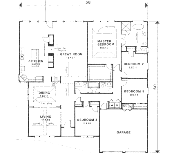 House Plan Design - Traditional Floor Plan - Main Floor Plan #129-130