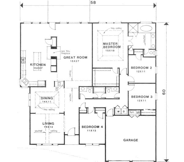 House Blueprint - Traditional Floor Plan - Main Floor Plan #129-130