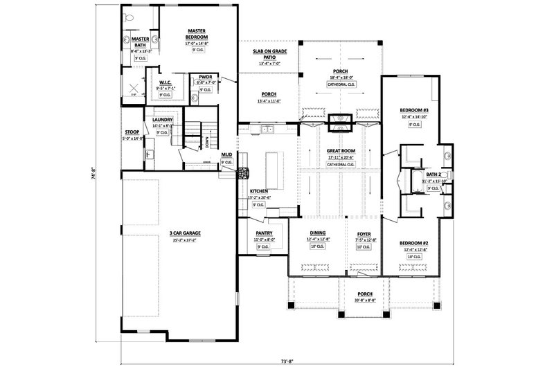 Home Plan - Floor Plan - Main Floor for Farmhouse House Plan #1089-28 - 3 bed, 2.5 bath