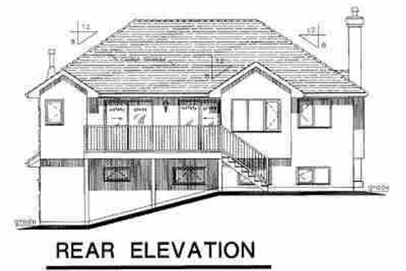 House Plan Design - Exterior - Rear Elevation for European House Plan #18-303 - 3 bed, 2 bath