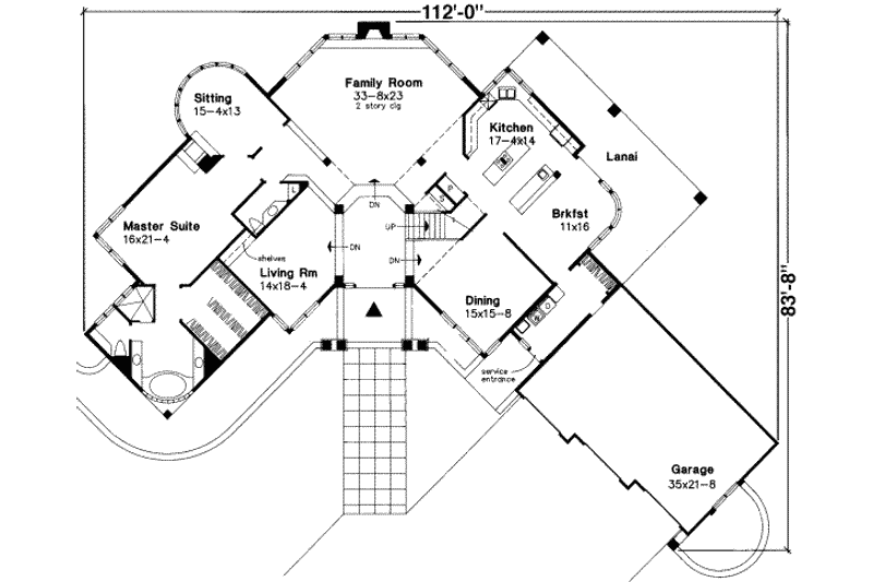 Architectural House Design - Floor Plan - Main Floor for Mediterranean House Plan #320-136 - 4 bed, 3.5 bath