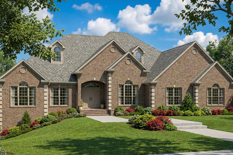 European Style House Plan - 4 Beds 4.5 Baths 4510 Sq/Ft Plan #17-1171 Exterior