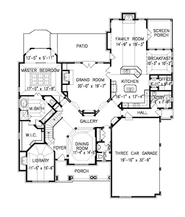 Dream House Plan - Traditional Floor Plan - Main Floor Plan #54-414