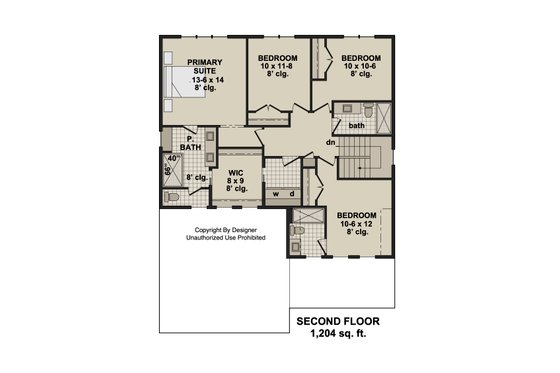 Floor Plan - Upper Floor for Craftsman House Plan #51-1521 - 4 bed, 2.5 bath