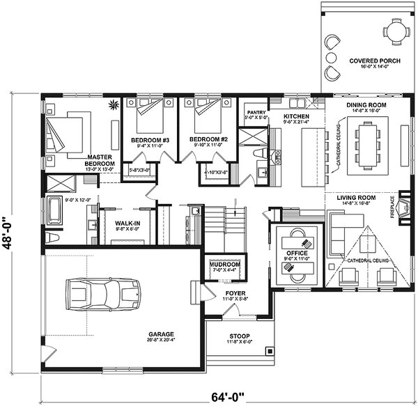 House Blueprint - Country Floor Plan - Main Floor Plan #23-2800