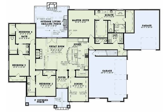 Floor Plan - Main Floor for Country House Plan #17-2608 - 4 bed, 4.5 bath