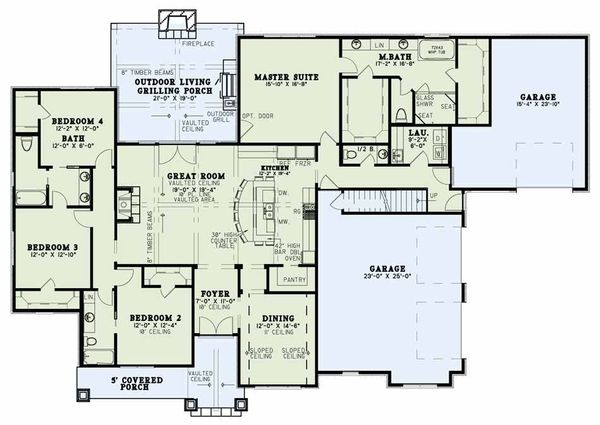 Country Floor Plan - Main Floor Plan #17-2608