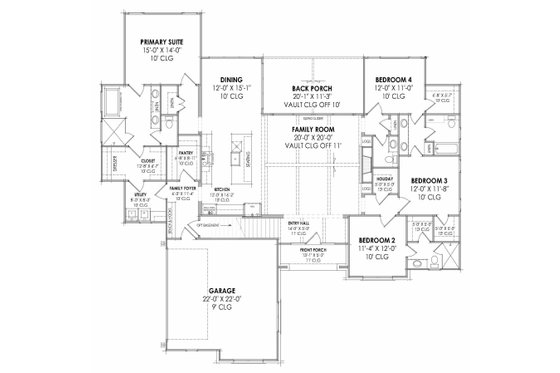 Floor Plan - Main Floor for European House Plan #1096-139 - 4 bed, 3.5 bath