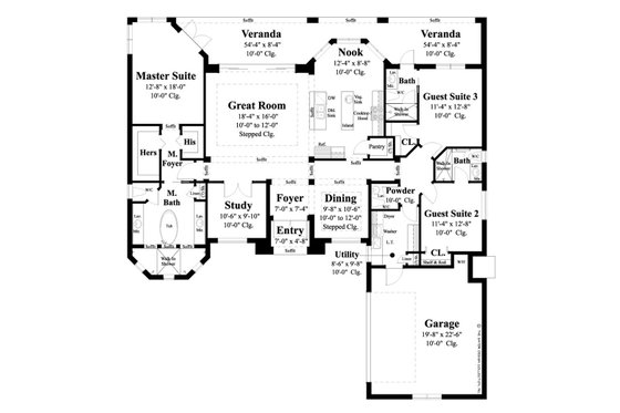 Floor Plan - Main Floor for Ranch House Plan #930-487 - 3 bed, 3.5 bath