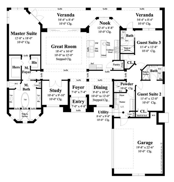 Architectural House Design - Ranch Floor Plan - Main Floor Plan #930-487