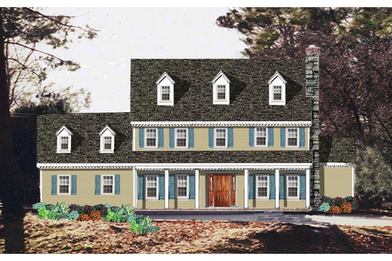 House Blueprint - Colonial Exterior - Front Elevation Plan #3-258