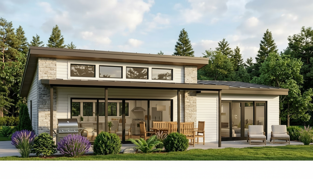 Exterior - Front Elevation 2 for Modern House Plan #1064-210 - 1 bed, 1 bath