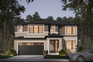 Exterior - Front Elevation for Modern House Plan #1066-321 - 4 bed, 3.5 bath