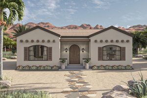 Adobe / Southwestern Exterior - Front Elevation Plan #455-449