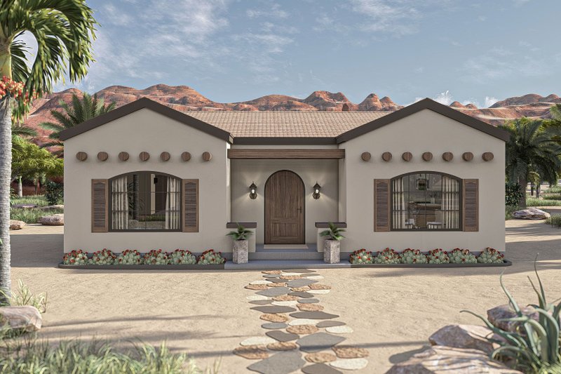 Adobe / Southwestern Style House Plan - 1 Beds 1 Baths 834 Sq/Ft Plan #455-449
