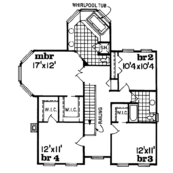 Country Floor Plan - Upper Floor Plan #47-287