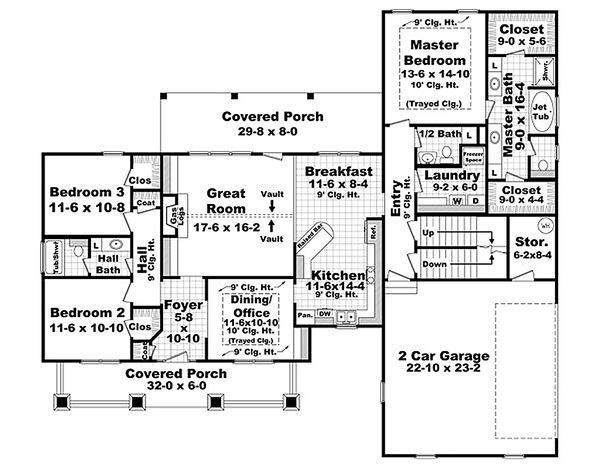 Craftsman Floor Plan - Main Floor Plan #21-292