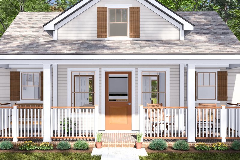 House Design - Exterior - Covered Porch for Cottage House Plan #513-2273 - 2 bed, 2 bath