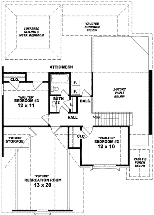 Floor Plan - Upper Floor for European House Plan #81-796 - 3 bed, 2.5 bath
