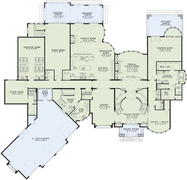 House Plan Design - European Floor Plan - Main Floor Plan #17-2572