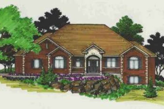 Exterior - Front Elevation for European House Plan #308-229 - 6 bed, 4.5 bath