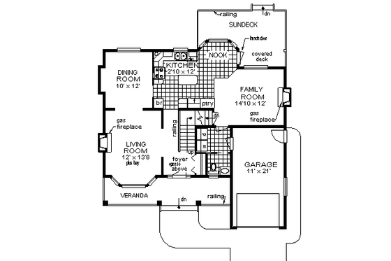 Floor Plan - Main Floor for Traditional House Plan #18-263 - 4 bed, 2.5 bath