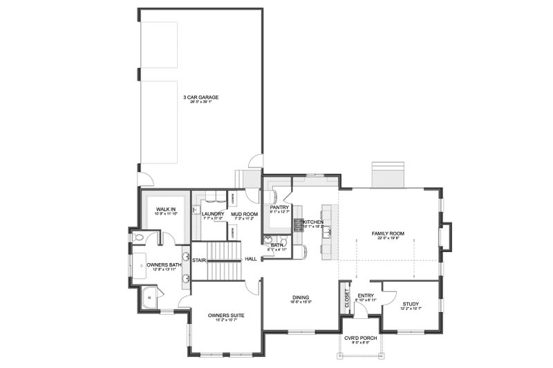 House Blueprint - Floor Plan - Main Floor for Farmhouse House Plan #1060-410 - 3 bed, 3.5 bath