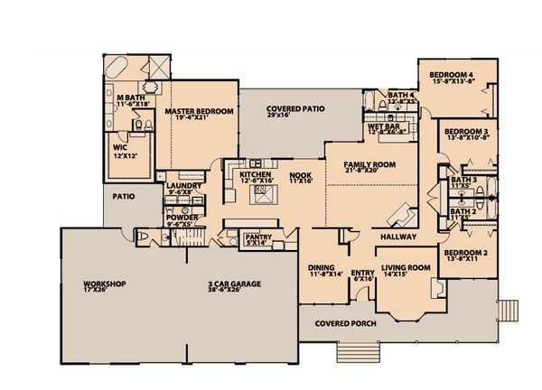 Country Floor Plan - Main Floor Plan #515-6