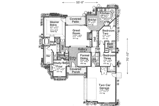 Floor Plan - Main Floor for Traditional House Plan #310-400 - 4 bed, 3 bath
