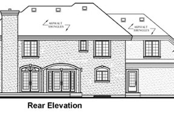 Exterior - Rear Elevation for European House Plan #23-344 - 4 bed, 3.5 bath