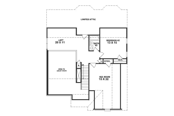 Floor Plan - Upper Floor for Southern House Plan #81-217 - 2 bed, 2.5 bath