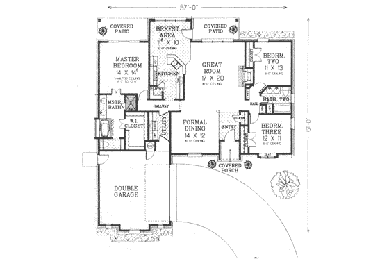 Floor Plan - Main Floor for European House Plan #310-396 - 3 bed, 2 bath