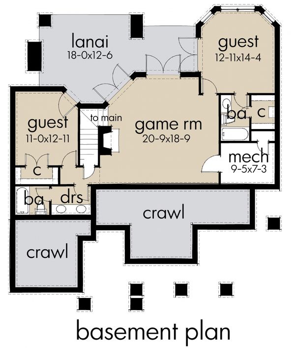 Dream House Plan - Craftsman Floor Plan - Lower Floor Plan #120-174