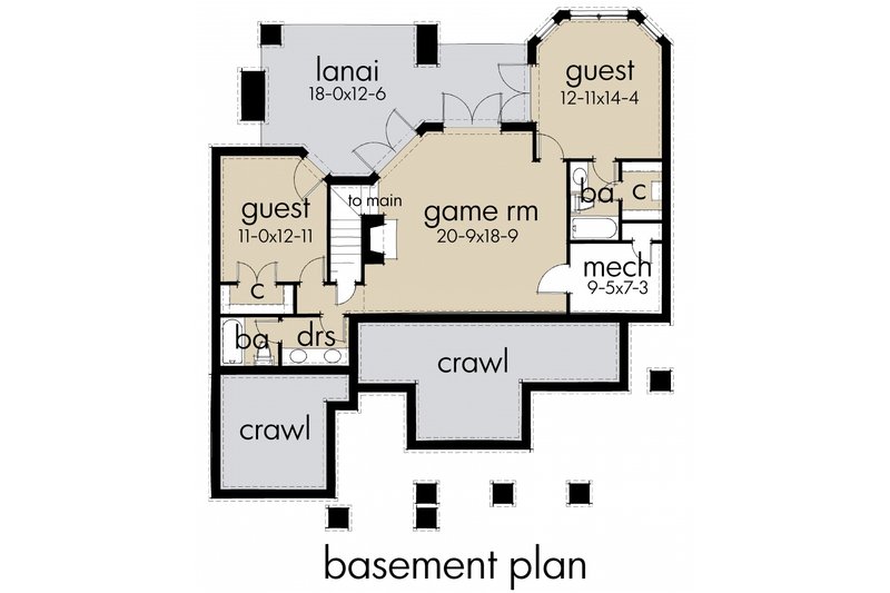 Architectural House Design - Floor Plan - Lower Floor for Craftsman House Plan #120-174 - 3 bed, 2 bath