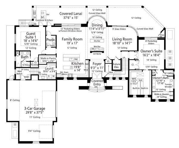 House Design - Mediterranean Floor Plan - Main Floor Plan #938-123
