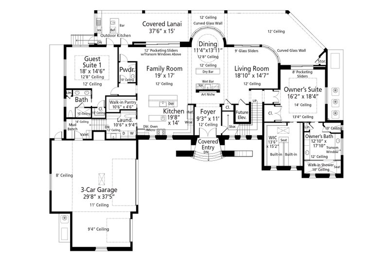 House Blueprint - Floor Plan - Main Floor for Mediterranean House Plan #938-123 - 5 bed, 4.5 bath