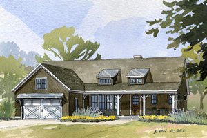 Country style home, ranch design, elevation