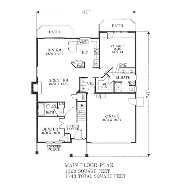 Home Plan - Traditional Floor Plan - Main Floor Plan #53-168
