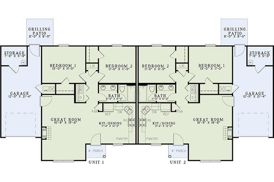 Floor Plan - Main Floor for Traditional House Plan #17-2431 - 2 bed, 1 bath