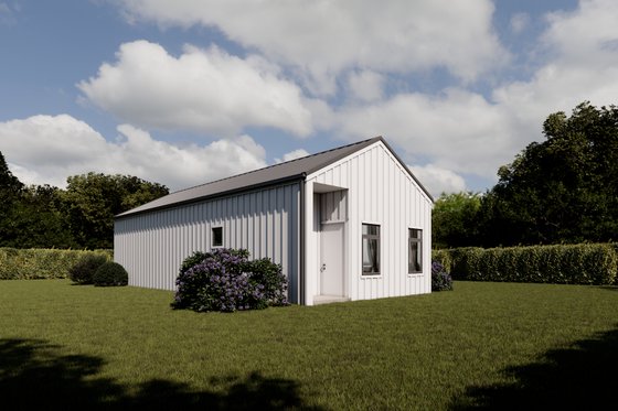 Exterior - Rear Elevation for Contemporary House Plan #1112-6 - 2 bed, 1 bath